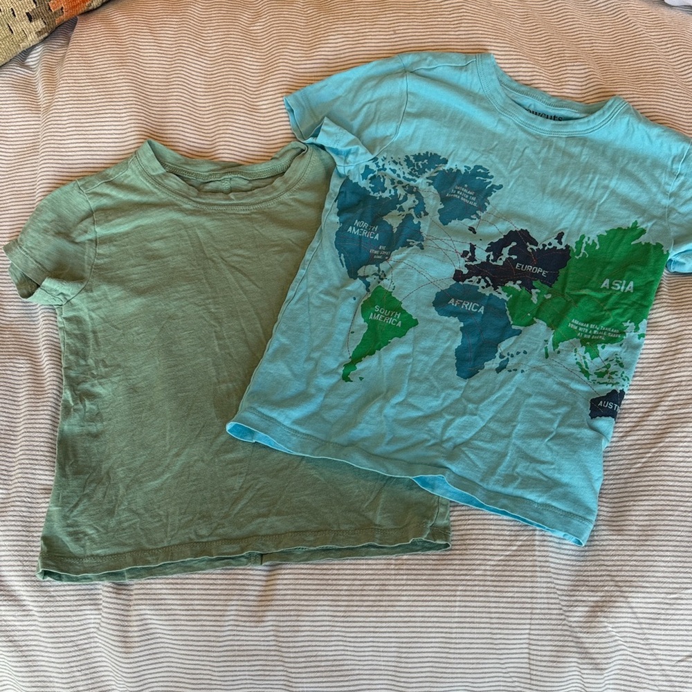 Crewcuts Green and Blue World Map Kids T-Shirt Set